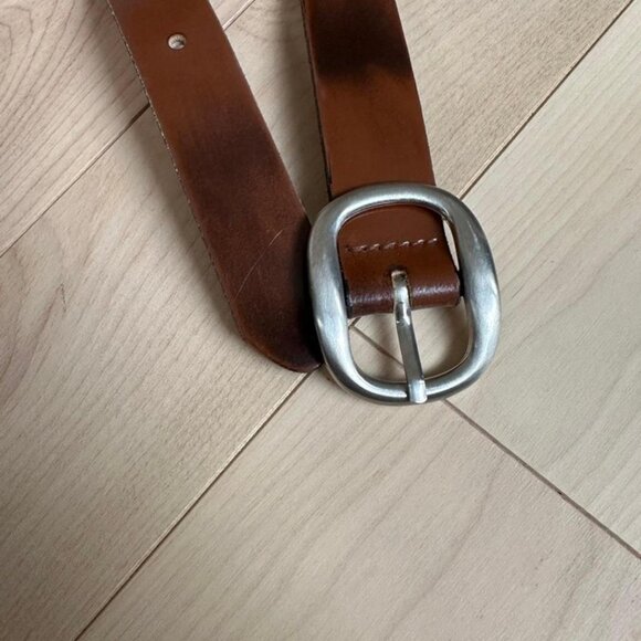 Vintage Tristan Iseut Leather Belt – Made in Canada – Brown with Silver Buckle - Picture 2 of 5